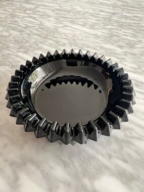 Vintage Tiara Black Glass Trinket Dish 5”